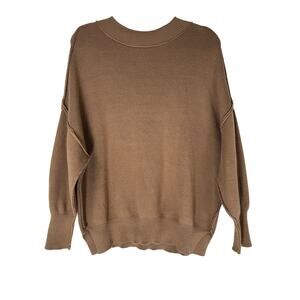 Zesica Brown Knit Long Sleeve Oversized Cozy Casual Sweater Top Size S